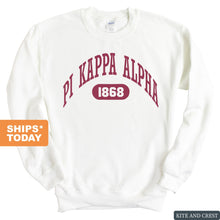 Load image into Gallery viewer, Pi Kappa Alpha Sweatshirt - PIKE Large Athletic Crewneck Sweatshirt - Kite and Crest
