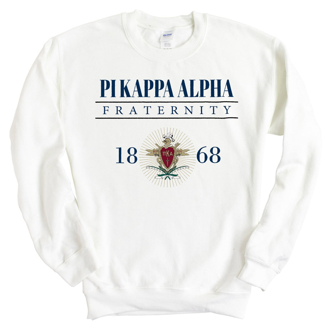 Pi Kappa Alpha Sweatshirt - PIKE Large Crest Crewneck Sweatshirt - Kite and Crest