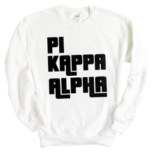 Load image into Gallery viewer, Pi Kappa Alpha Sweatshirt - PIKE Stacked Letters Crewneck Sweatshirt - Kite and Crest
