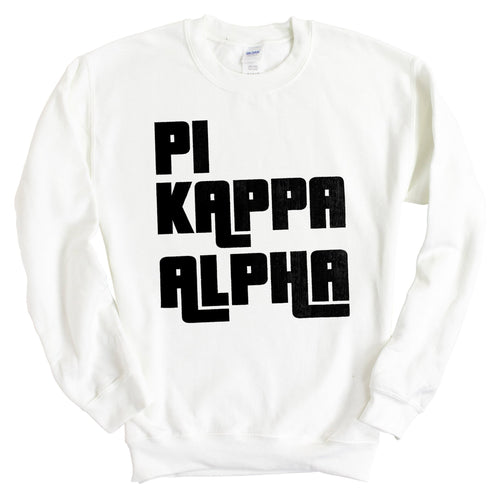 Pi Kappa Alpha Sweatshirt - PIKE Stacked Letters Crewneck Sweatshirt - Kite and Crest