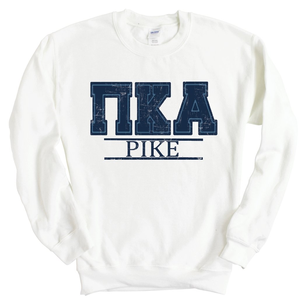 Pi Kappa Alpha Sweatshirt - PIKE Washed Letters Crewneck Sweatshirt - Kite and Crest