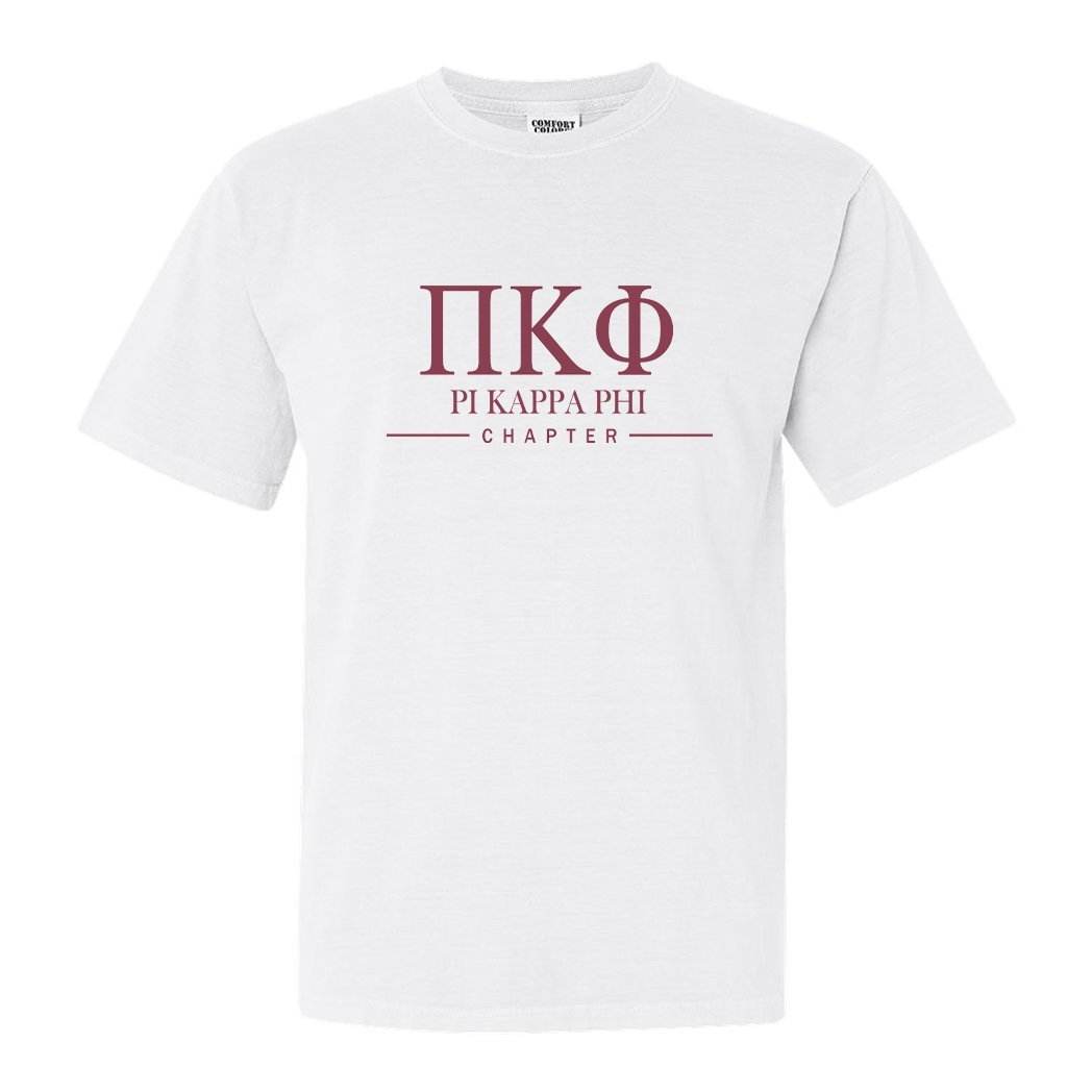 Pi Kappa Phi Comfort Colors T-Shirt - Pi Kapp Basic Lined Shirt - Kite and Crest