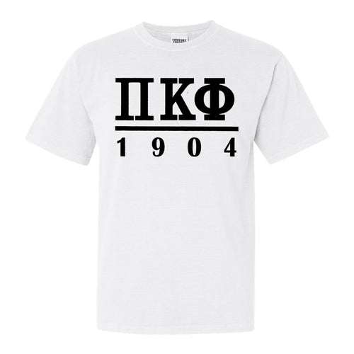 Pi Kappa Phi Comfort Colors T-Shirt - Pi Kapp Black Letters Shirt - Kite and Crest