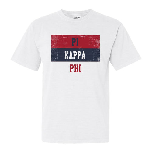 Pi Kappa Phi Comfort Colors T-Shirt - Pi Kapp Colorful Stripe Shirt - Kite and Crest
