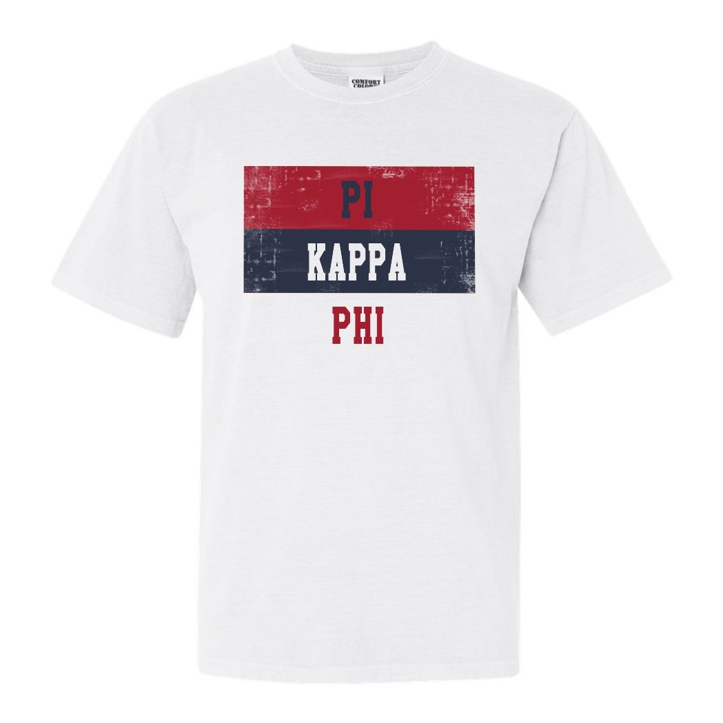 Pi Kappa Phi Comfort Colors T-Shirt - Pi Kapp Colorful Stripe Shirt - Kite and Crest