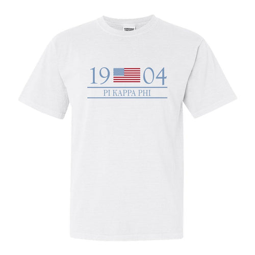 Pi Kappa Phi Comfort Colors T-Shirt - Pi Kapp Flag Year Shirt - Kite and Crest