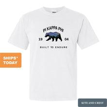 Load image into Gallery viewer, Pi Kappa Phi Comfort Colors T-Shirt - Pi Kapp Fraternal Bear Shirt - Kite and Crest
