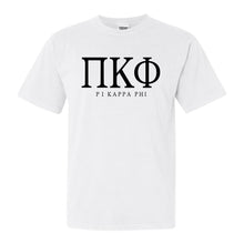 Load image into Gallery viewer, Pi Kappa Phi Comfort Colors T-Shirt - Pi Kapp Fraternal Block Shirt - Kite and Crest
