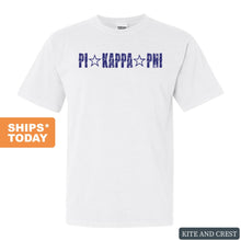 Load image into Gallery viewer, Pi Kappa Phi Comfort Colors T-Shirt - Pi Kapp Fraternal Star Shirt - Kite and Crest
