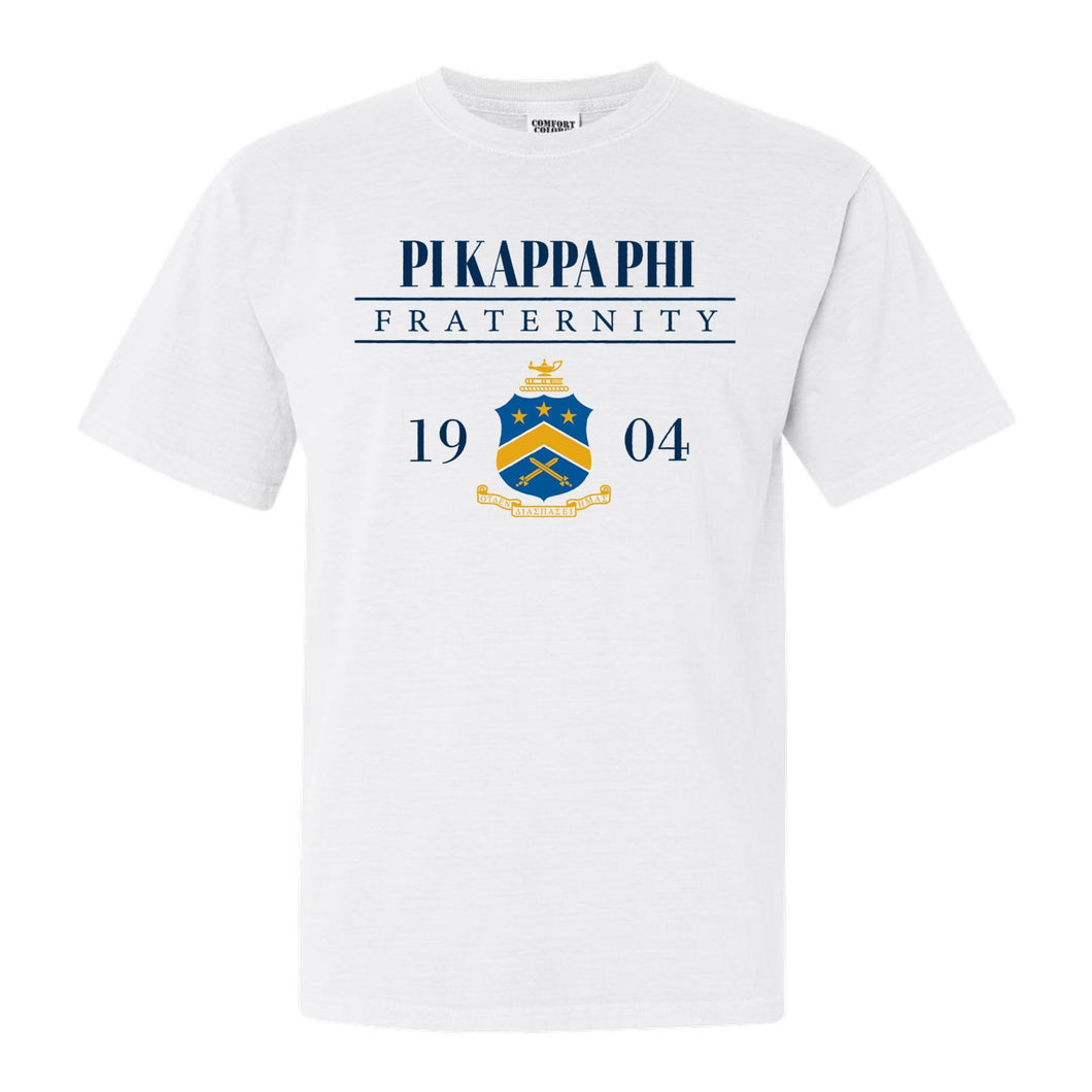 Pi Kappa Phi Comfort Colors T-Shirt - Pi Kapp Large Crest Shirt - Kite and Crest