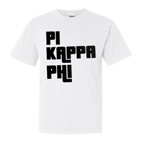 Pi Kappa Phi Comfort Colors T-Shirt - Pi Kapp Stacked Letters Shirt - Kite and Crest