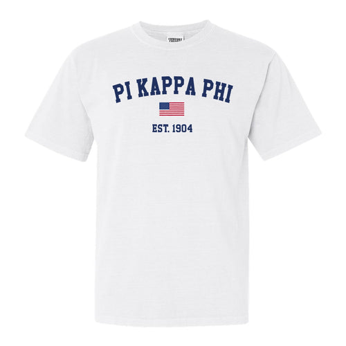 Pi Kappa Phi Comfort Colors T-Shirt - Pi Kapp USA Flag Shirt - Kite and Crest