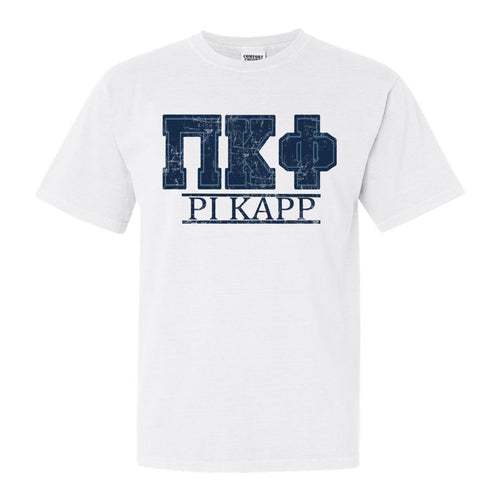 Pi Kappa Phi Comfort Colors T-Shirt - Pi Kapp Washed Letters Shirt - Kite and Crest