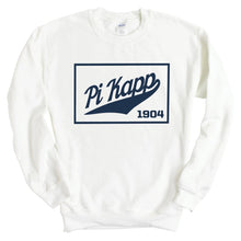 Load image into Gallery viewer, Pi Kappa Phi Sweatshirt - Pi Kapp Baseball Boxed Crewneck Sweatshirt - Kite and Crest
