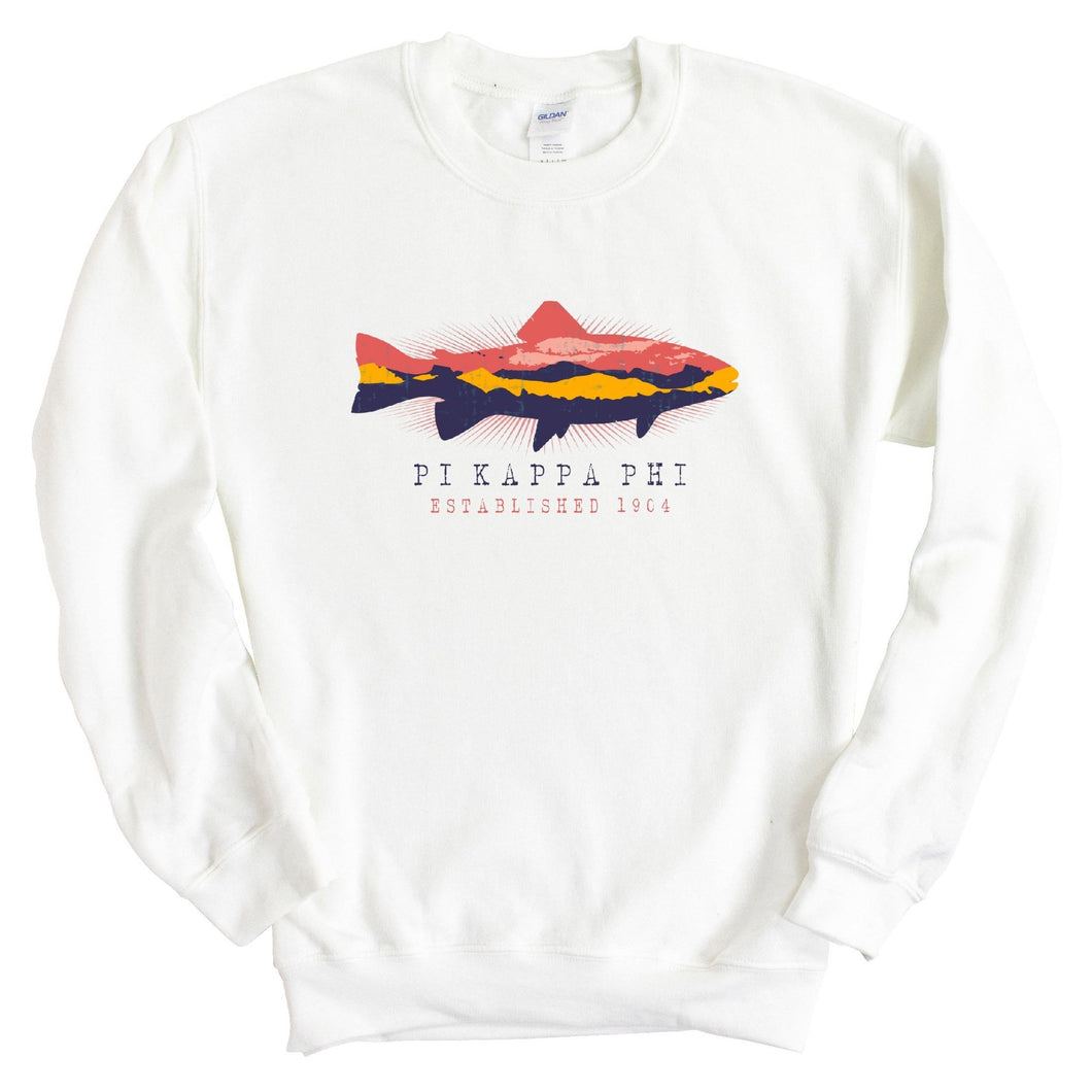 Pi Kappa Phi Sweatshirt - Pi Kapp Fishing Crewneck Sweatshirt - Kite and Crest