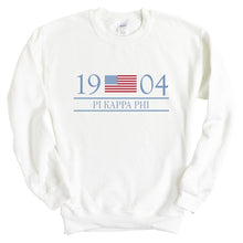 Load image into Gallery viewer, Pi Kappa Phi Sweatshirt - Pi Kapp Flag Year Crewneck Sweatshirt - Kite and Crest
