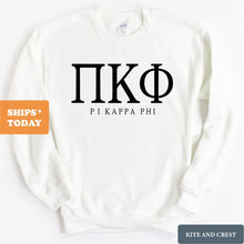 Load image into Gallery viewer, Pi Kappa Phi Sweatshirt - Pi Kapp Fraternal Block Crewneck Sweatshirt - Kite and Crest
