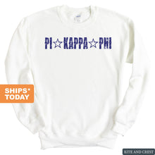 Load image into Gallery viewer, Pi Kappa Phi Sweatshirt - Pi Kapp Fraternal Star Crewneck Sweatshirt - Kite and Crest
