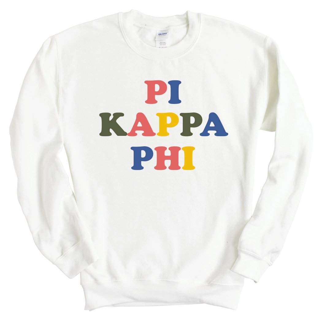 Pi Kappa Phi Sweatshirt - Pi Kapp Retro Letters Crewneck Sweatshirt - Kite and Crest