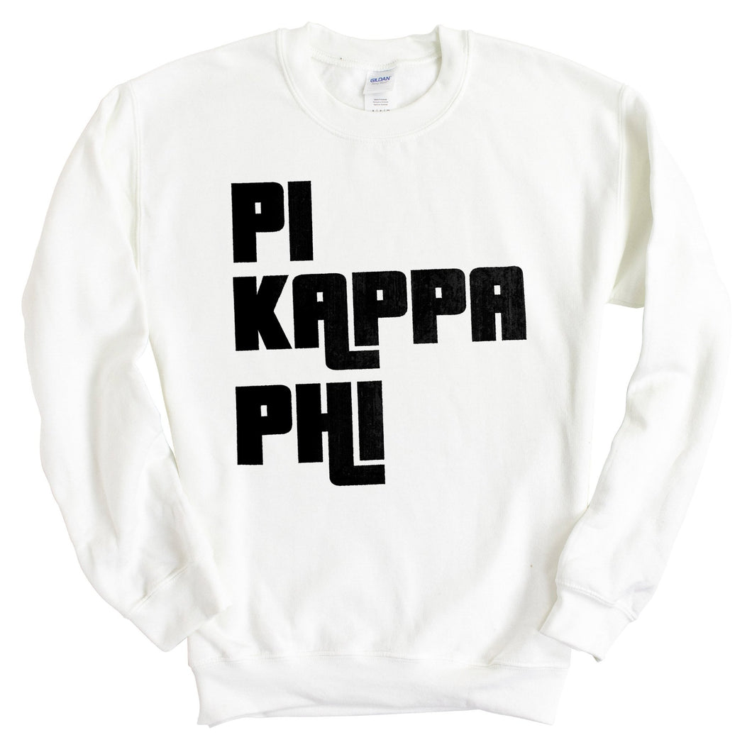 Pi Kappa Phi Sweatshirt - Pi Kapp Stacked Letters Crewneck Sweatshirt - Kite and Crest