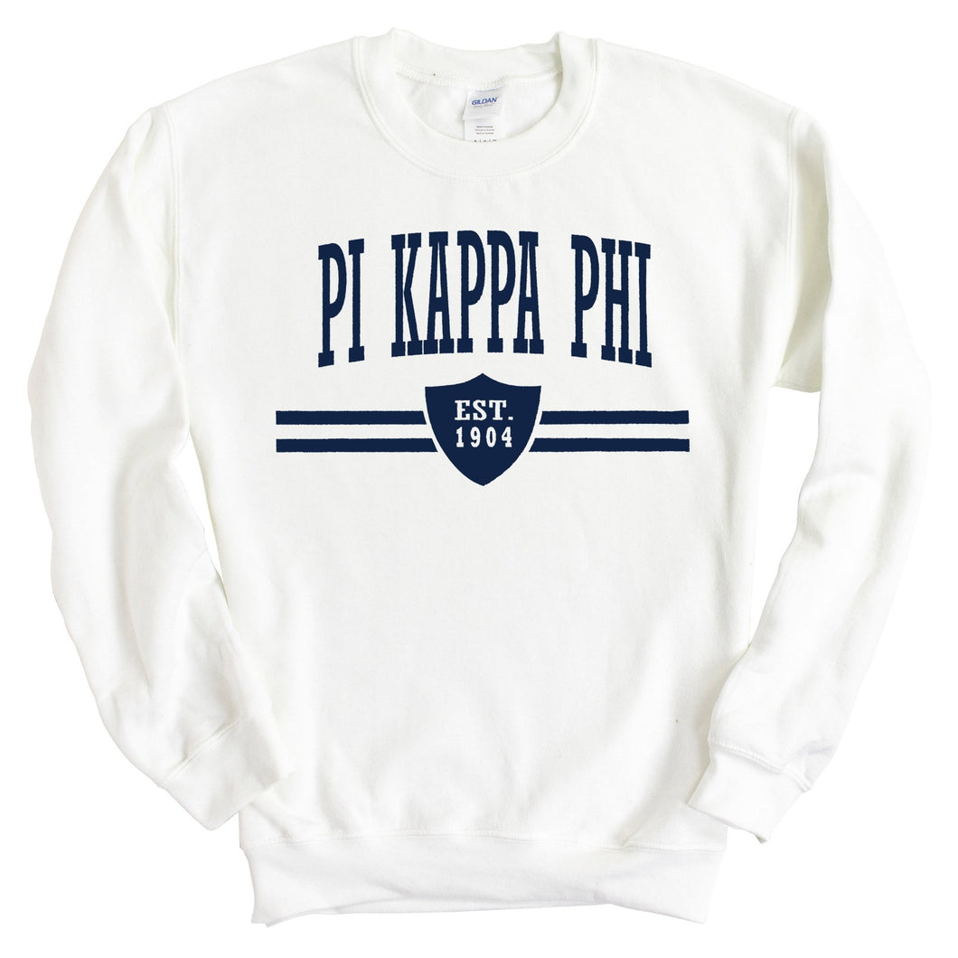 Pi Kappa Phi Sweatshirt - Pi Kapp Striped Shield Crewneck Sweatshirt - Kite and Crest