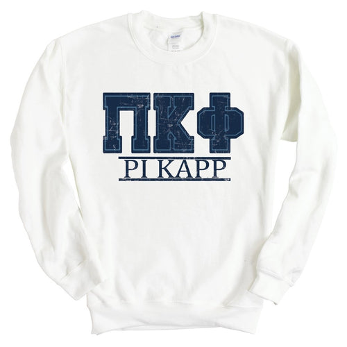 Pi Kappa Phi Sweatshirt - Pi Kapp Washed Letters Crewneck Sweatshirt - Kite and Crest