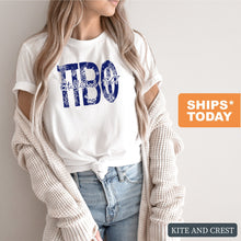 Load image into Gallery viewer, Pi Phi Pi Beta Phi Blue Floral Sorority T-Shirt Tee - Kite and Crest
