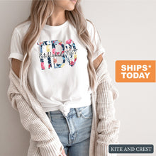 Load image into Gallery viewer, Pi Phi - Pi Beta Phi Floral Block Sorority T-Shirt Tee - Kite and Crest
