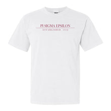Load image into Gallery viewer, Pi Sigma Epsilon Boyfriend Comfort Colors T-Shirt - Kite and Crest
