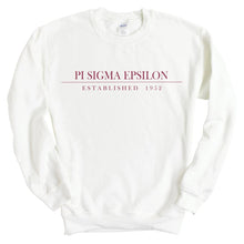 Load image into Gallery viewer, Pi Sigma Epsilon Boyfriend Sweatshirt - Fraternity Crewneck Sweatshirt - Kite and Crest
