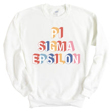 Load image into Gallery viewer, Pi Sigma Epsilon Colorful 3D Sweatshirt - Fraternity Crewneck Sweatshirt - Kite and Crest
