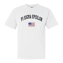 Load image into Gallery viewer, Pi Sigma Epsilon Traditional Flag Comfort Colors T-Shirt - Kite and Crest
