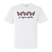 Load image into Gallery viewer, Pi Sigma Epsilon Trendy Butterfly Comfort Colors T-Shirt - Kite and Crest
