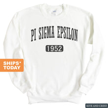 Load image into Gallery viewer, Pi Sigma Epsilon Weekender Sweatshirt - Fraternity Crewneck Sweatshirt - Kite and Crest
