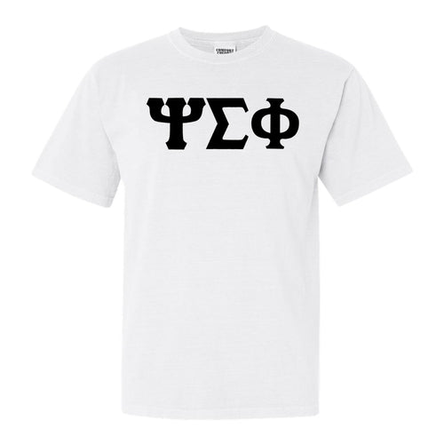 Psi Sigma Phi Basic Black Letters Comfort Colors T-Shirt - Fraternity Tee - Kite and Crest
