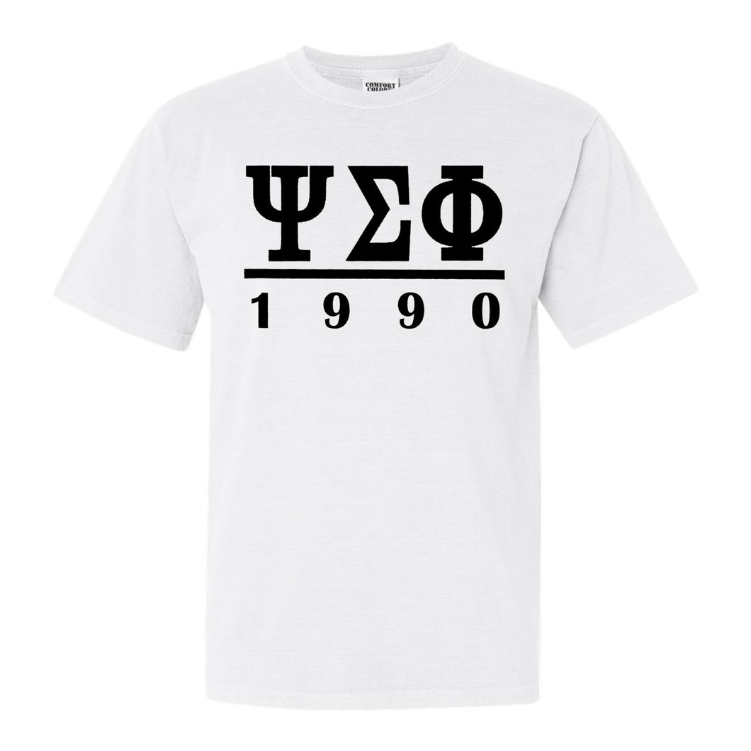 Psi Sigma Phi Black Letter Comfort Colors T-Shirt - Fraternity Tee - Kite and Crest