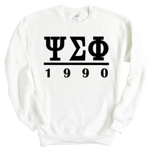 Load image into Gallery viewer, Psi Sigma Phi Black Letter Sweatshirt - Fraternity Crewneck Sweatshirt - Kite and Crest
