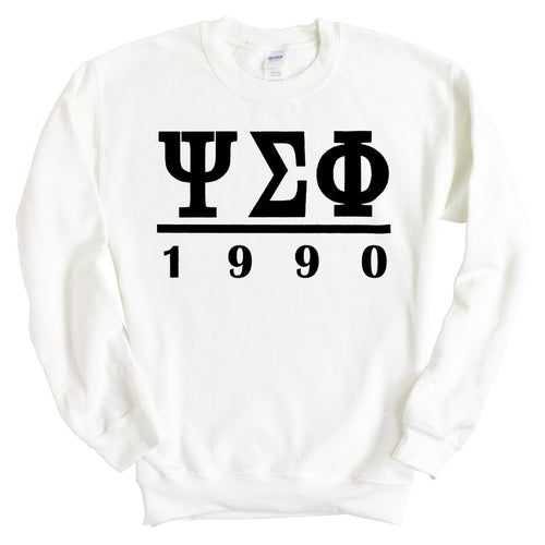 Psi Sigma Phi Black Letter Sweatshirt - Fraternity Crewneck Sweatshirt - Kite and Crest