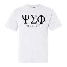 Load image into Gallery viewer, Psi Sigma Phi Block Letter Comfort Colors T-Shirt - Fraternity Tee - Kite and Crest
