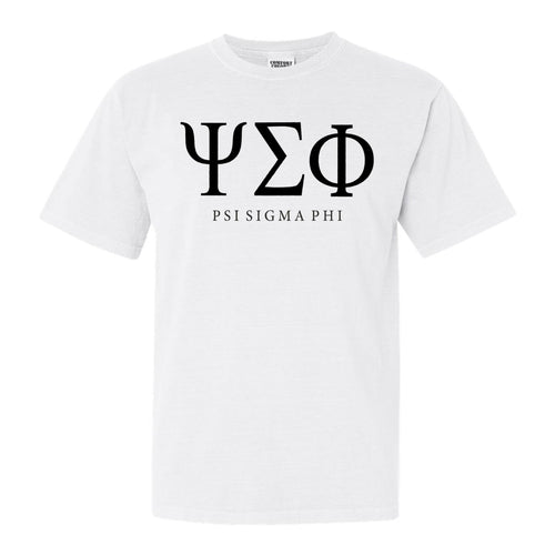 Psi Sigma Phi Block Letter Comfort Colors T-Shirt - Fraternity Tee - Kite and Crest