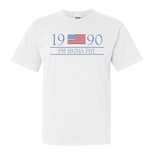 Psi Sigma Phi Flag Year Comfort Colors T-Shirt - Fraternity Tee - Kite and Crest