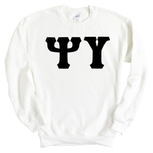 Psi Upsilon Basic Black Letters Sweatshirt - Fraternity Crewneck Sweatshirt - Kite and Crest