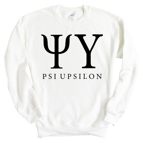 Psi Upsilon Block Letter Sweatshirt - Fraternity Crewneck Sweatshirt - Kite and Crest