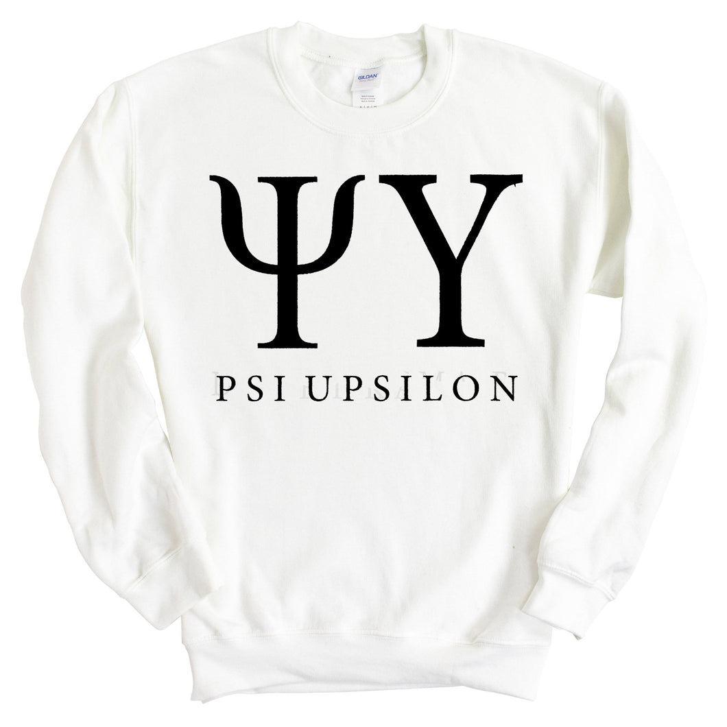 Psi Upsilon Block Letter Sweatshirt - Fraternity Crewneck Sweatshirt - Kite and Crest