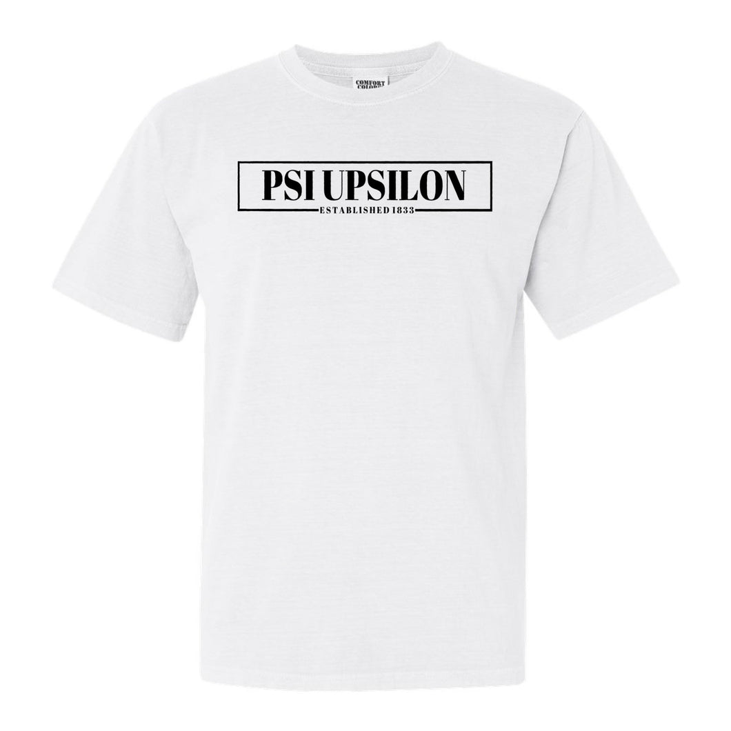 Psi Upsilon Fraternal Block Comfort Colors T-Shirt - Fraternity Tee - Kite and Crest