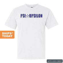 Load image into Gallery viewer, Psi Upsilon Fraternal Star Comfort Colors T-Shirt - Fraternity Tee - Kite and Crest
