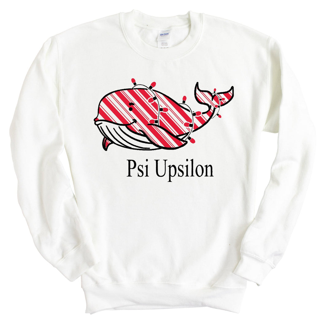 Psi Upsilon Red Whale Sweatshirt - Fraternity Crewneck Sweatshirt - Kite and Crest