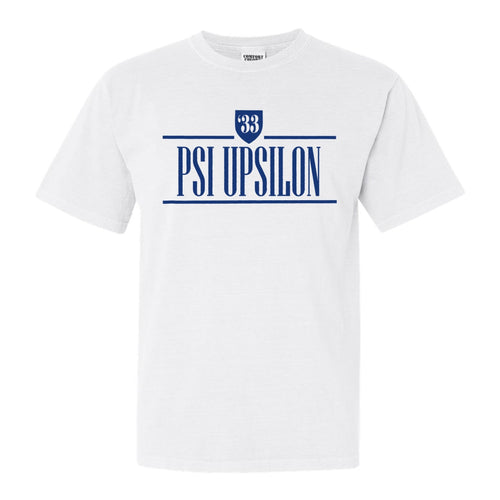Psi Upsilon Shield Comfort Colors T-Shirt - Fraternity Tee - Kite and Crest