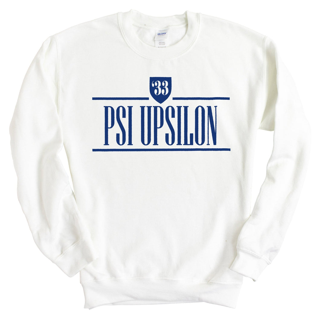 Psi Upsilon Shield Sweatshirt - Fraternity Crewneck Sweatshirt - Kite and Crest