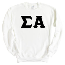 Load image into Gallery viewer, Sigma Alpha Basic Black Letters Crewneck Sweatshirt - Kite and Crest
